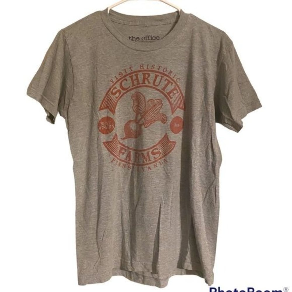 Ripple Junction The Office Schrute Farms‎ Grey Graphic Short Sleeve Tee Medium